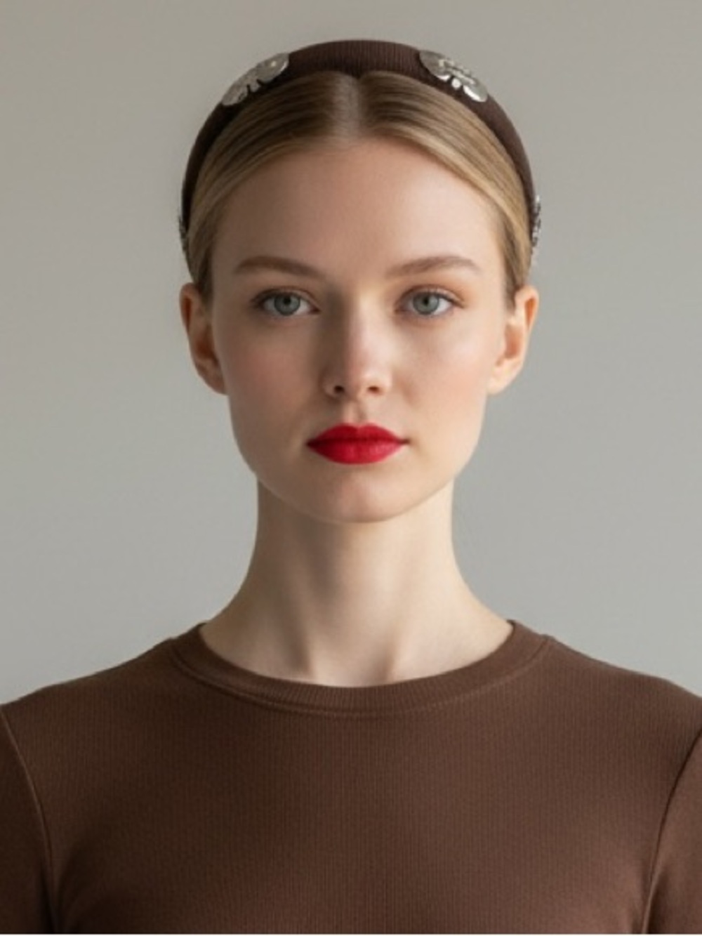 Salvatore Ferragamo Brown Embellished Headband